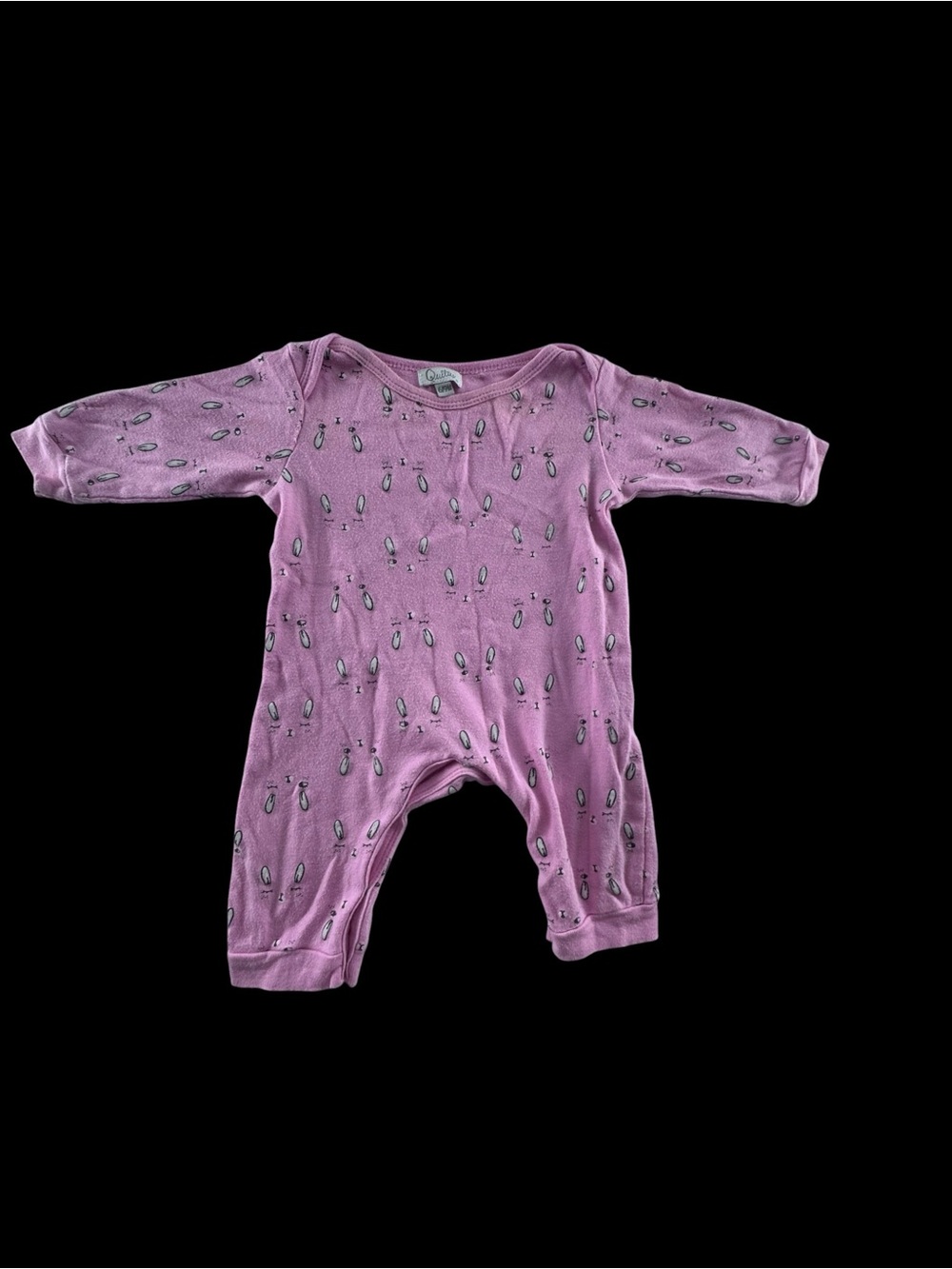 Quiltex  Pink bunny face Printed Long-Sleeve One-Piece